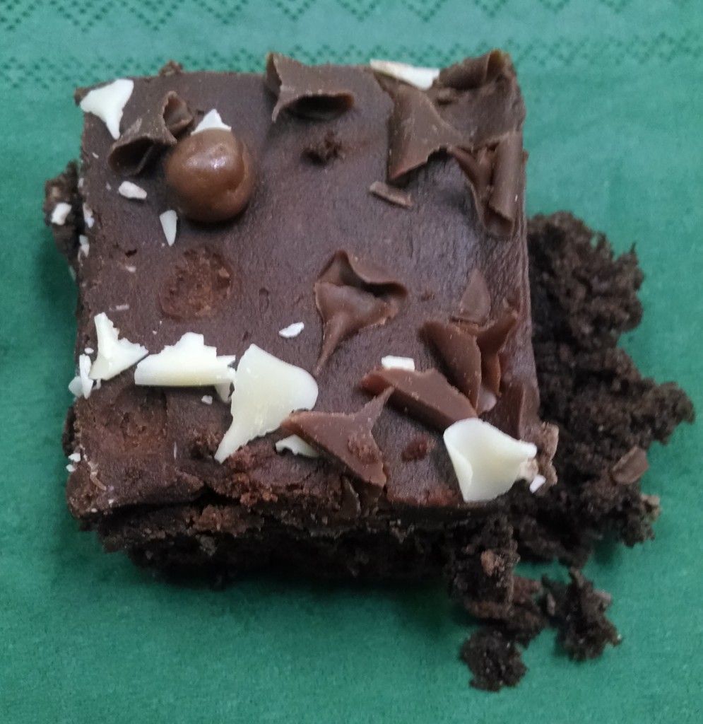 Square of chocolate cake
