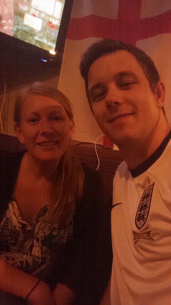 Watching the England football game in the pub