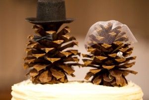 Pinecone wedding cake topper