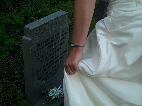 Placing my bouquet on Nan's grave