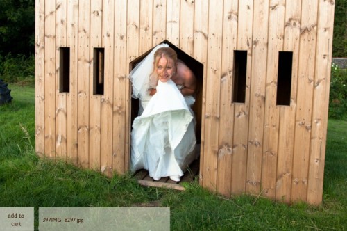 Me re-emerging from the castle at my wedding