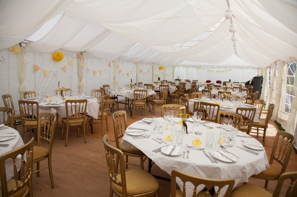 The marquee for our yellow wedding