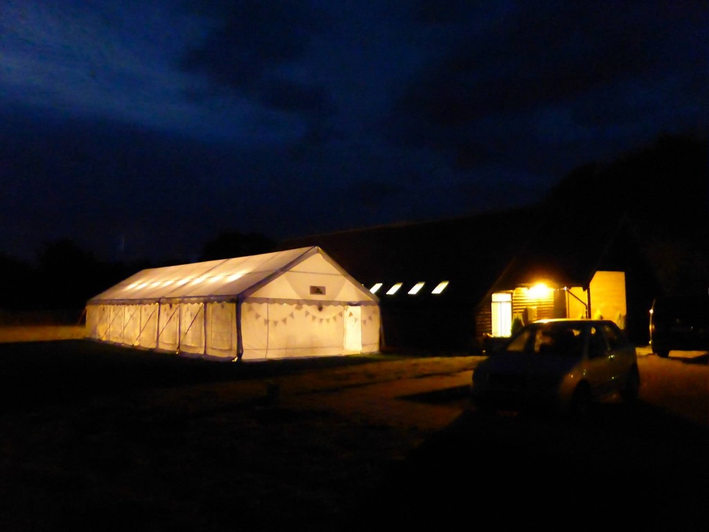 Wedding marquee at night