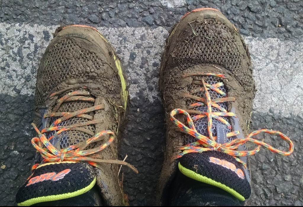 Muddy trail shoes