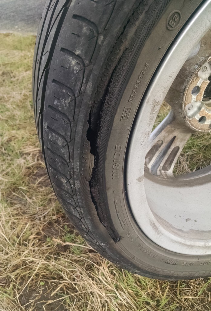 Split tyre - puncture