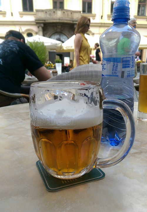 Beer and water in Prague