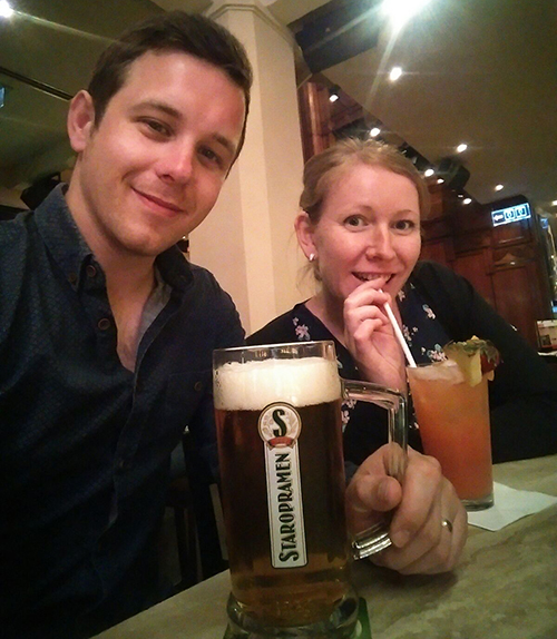 Me and Dan at the Hard Rock Cafe, Prague