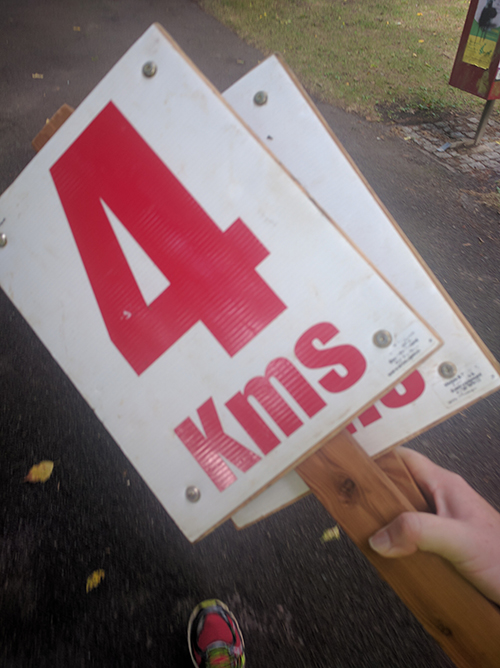 Bedford parkrun km course markers