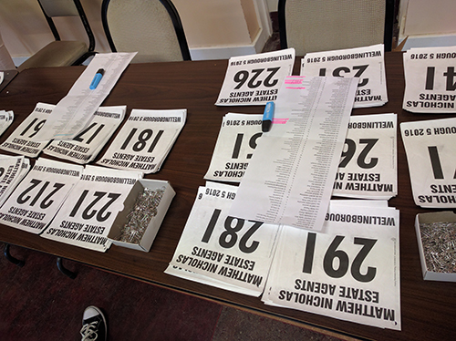Race numbers at the Wellingborough 5