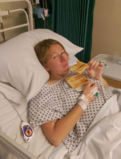 Eating toast following a cesarean