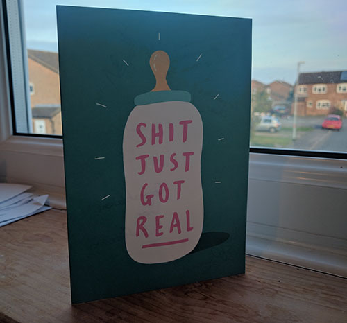 Shit just got real card for baby Oscar