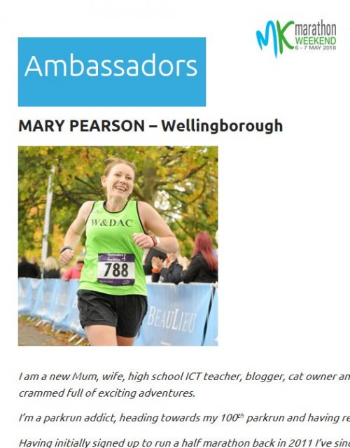 Milton Keynes Marathon ambassador