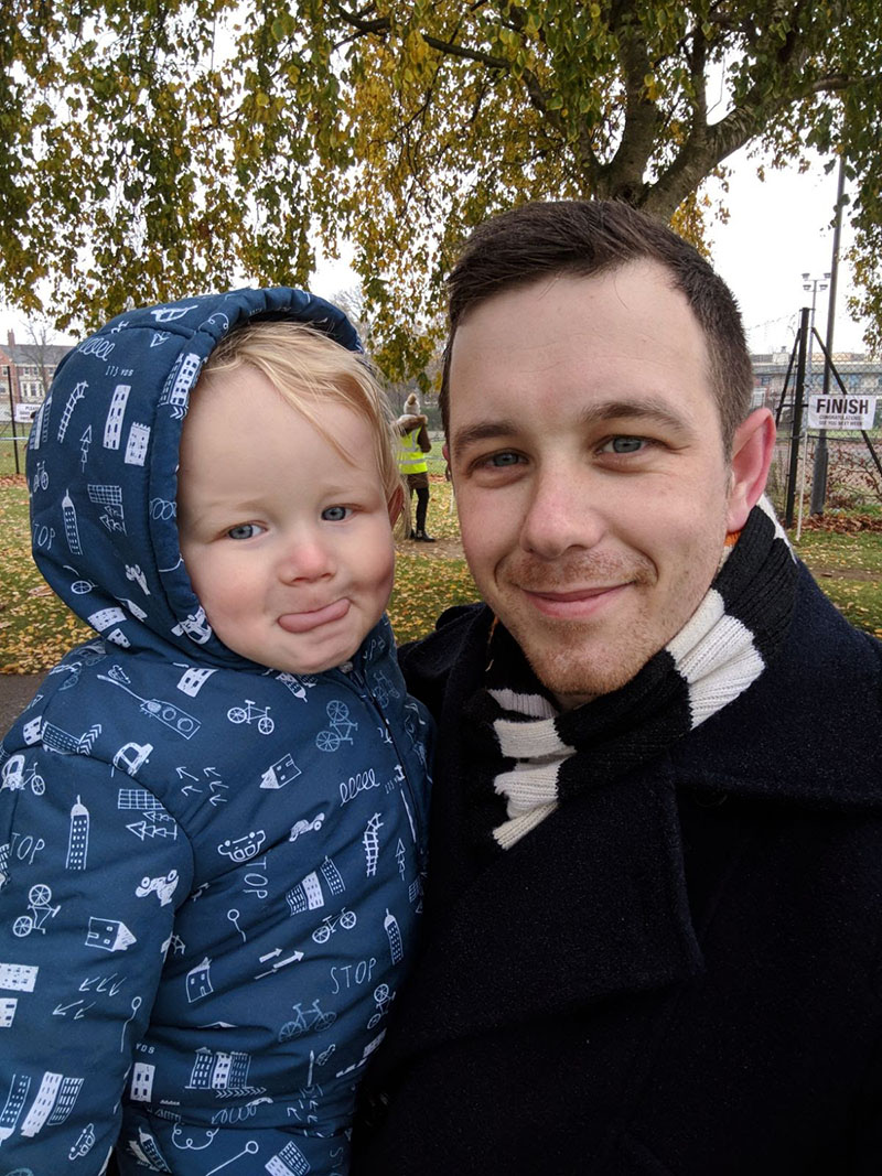 Oscar and Dan spectating at Northampton parkrun