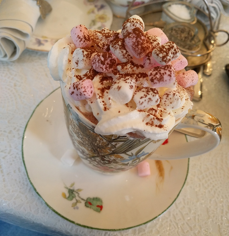 Hot chocolate at Folly tearoom