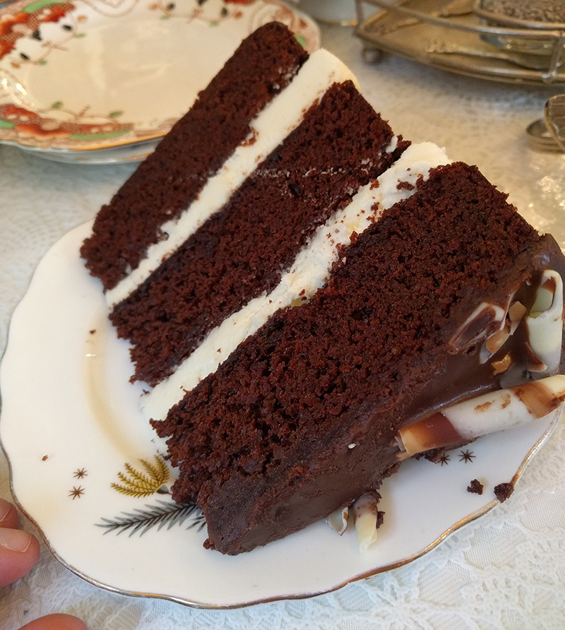 Chocolate cake at Folly tearoom