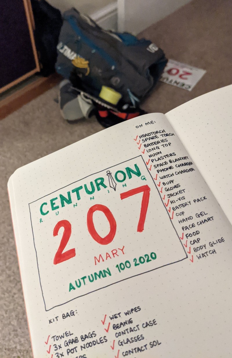 Kit list for the Autumn 100 mile ultramarathon